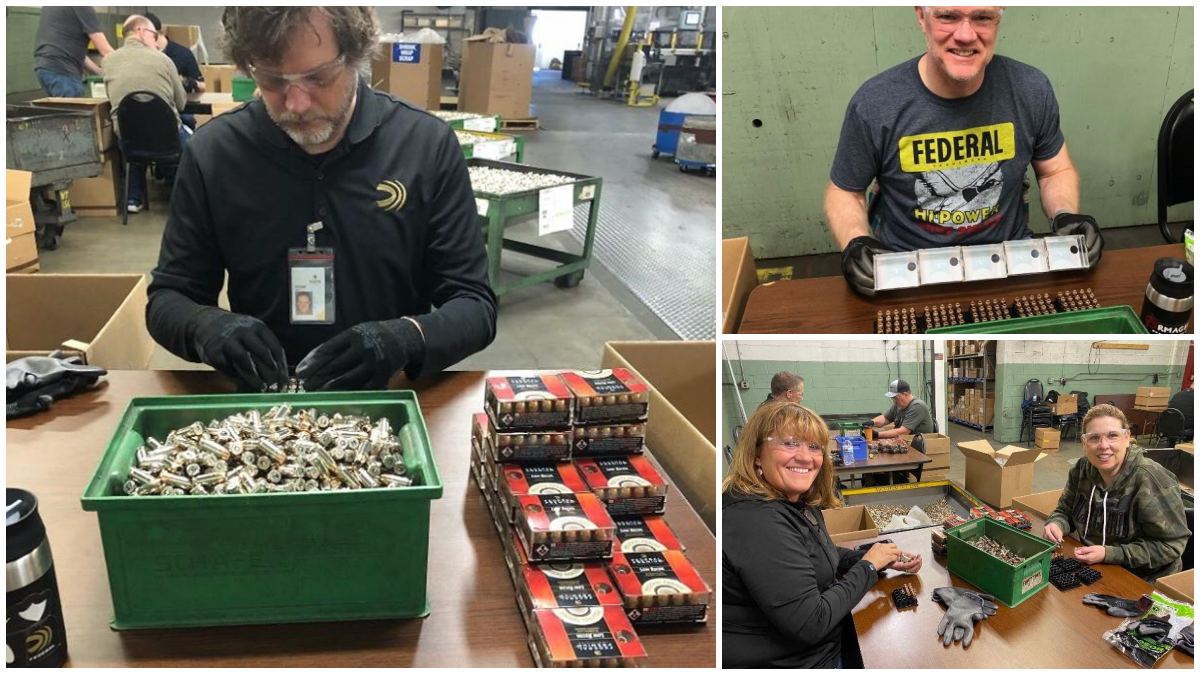 Employees at Federal loading boxes with ammunition by hand (Photo: Federal)