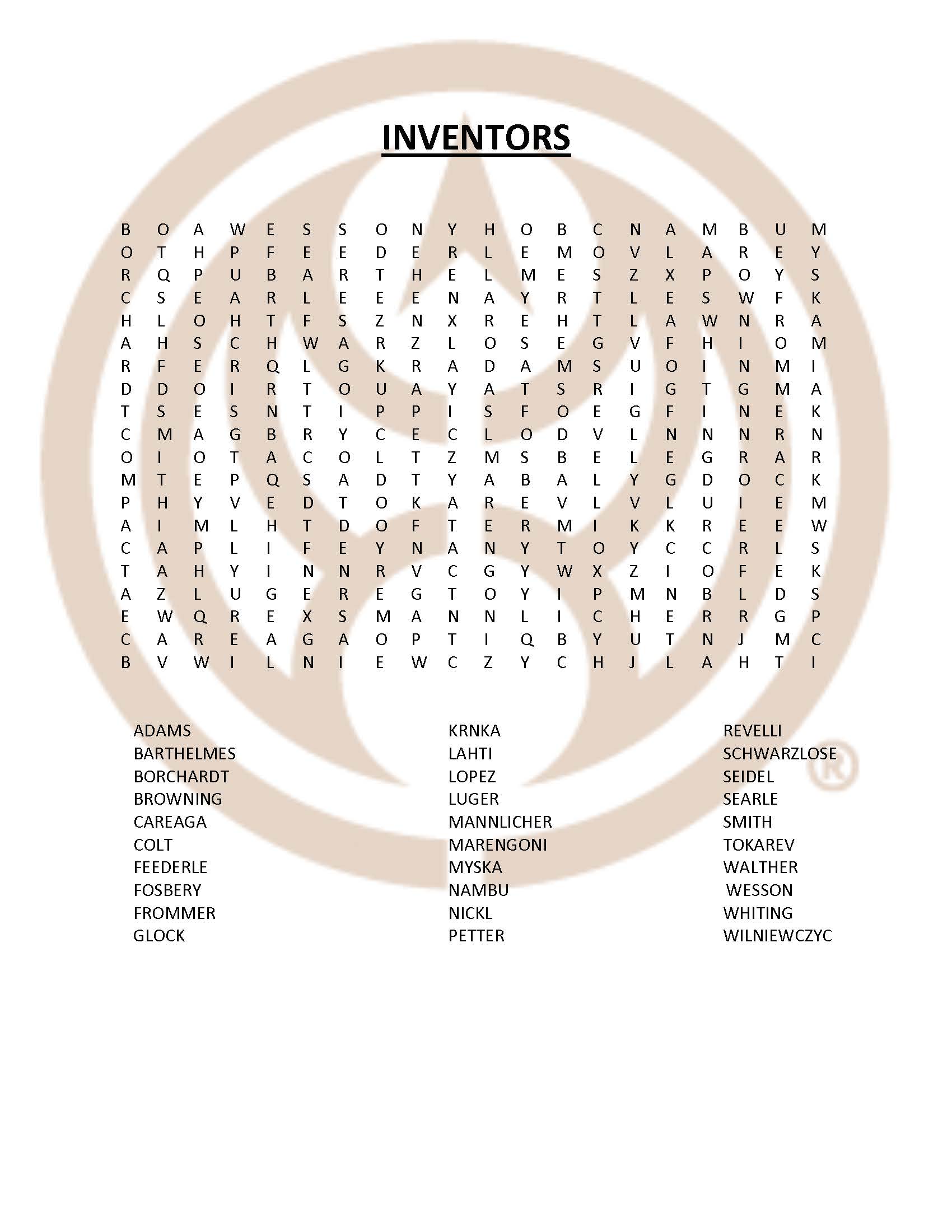 Fight Quarantine Blues with a Handgun Inventor Word Search