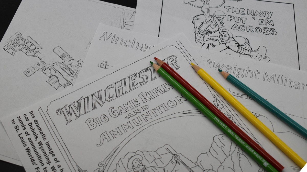 Coloring pages and colored pencils