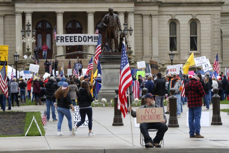 Virus Outbreak Protests Michigan