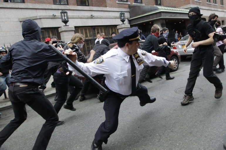 Police conduct protest