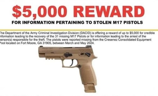 31 SIG M17 Pistols Go Missing from Georgia Army Base